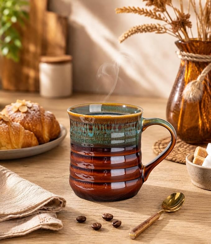 GBhome 18oz Large Coffee Mug, Handmade Ceramic Coffee Mug for Latte/Tea/Beer/Hot Cocoa, Dishwasher & Microwave Safe, Multi-Green - Image 2