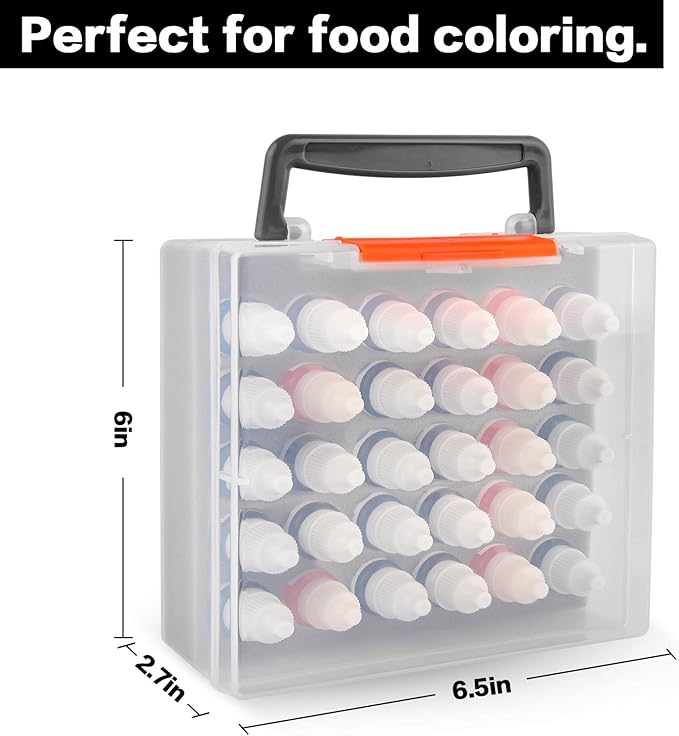 ALCYON Food Coloring Bottle Storage Organizer Case Compatible with Cake Food Coloring Set, Food Grade Vibrant Liquid Dye Container Box Holds 30 Bottles (Box Only)