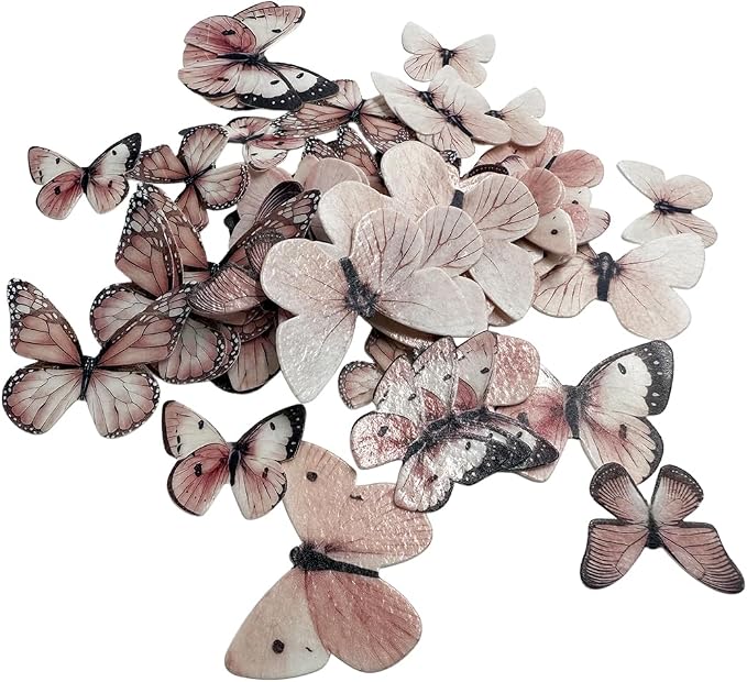 80-Piece Edible Wafer Paper Pink Butterfly Cake Decorations – Rice Paper Butterfly Toppers, Icing Decor for Birthday Cakes, Cupcakes, Cookies, and Desserts – Pastel Pink Theme - Image 7