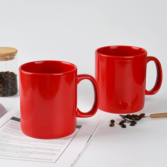 BYCNZB 30oz Super Large Ceramic Coffee Mugs Large Handles Set of 2 (Red) - Image 3