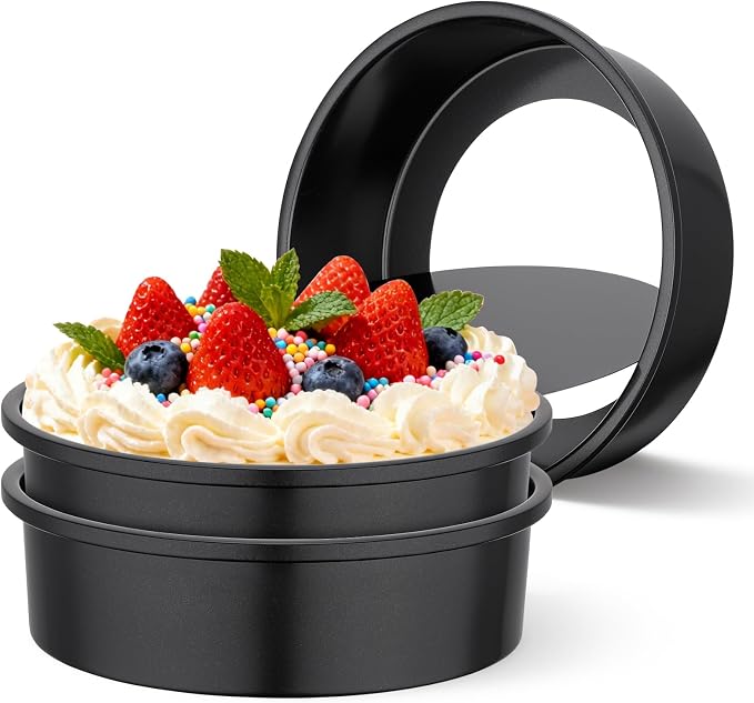 Beasea Round Cake Pans, 3 Pack 8 Inch Carbon Steel Round Cake Pan with Removable Bottom, Nonstick Baking Mold Tin for Cheesecake by Beasea