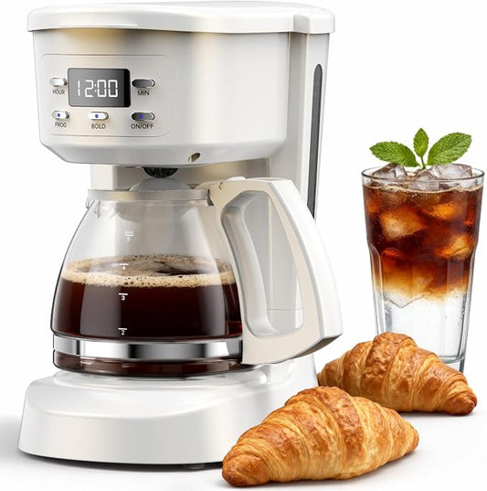Coffee Maker, 5 Cup Programmable Drip Coffee Machine-White | 20 Hours Timer, 2 Hours Keep Warm, Compatible with Ground&Tea Leaves,Portable Small Cafetera for Home Office Travel Camping by Kozeewarm