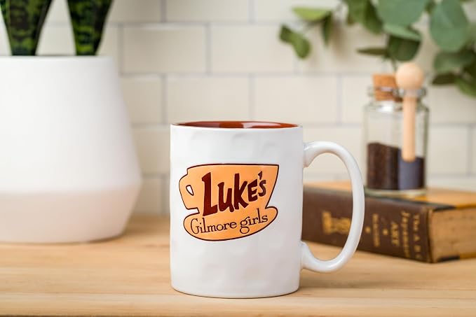 Silver Buffalo Gilmore Girls Diner, Wax Resist Ceramic Pottery Mug, 17oz | Luke's Logo, Sign, 0.5 Liters - Image 5