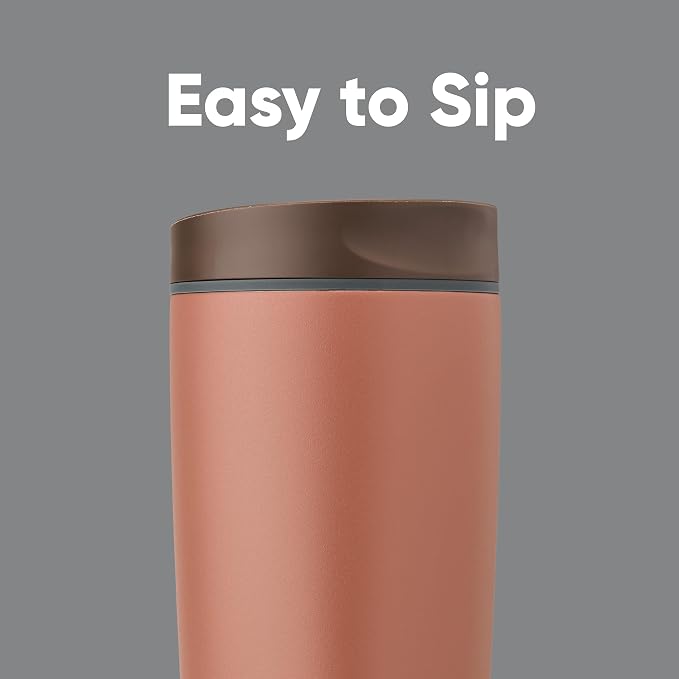 Owala SmoothSip Slider Insulated Stainless Steel Coffee Tumbler, Reusable Iced Coffee Cup, Hot Coffee Travel Mug, BPA Free 20 oz, Cozy Cocoa - Image 2