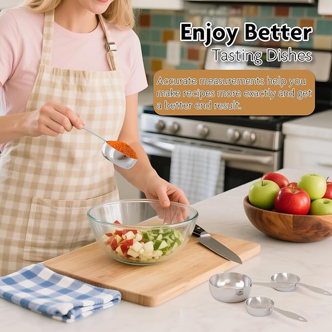 2PCS 1Cup(250ml) Stainless Steel Measuring Cup, Heavy-duty Single Metal Scoop for Wet and Dry Ingredients, Great Kitchen Gadgets for Cooking