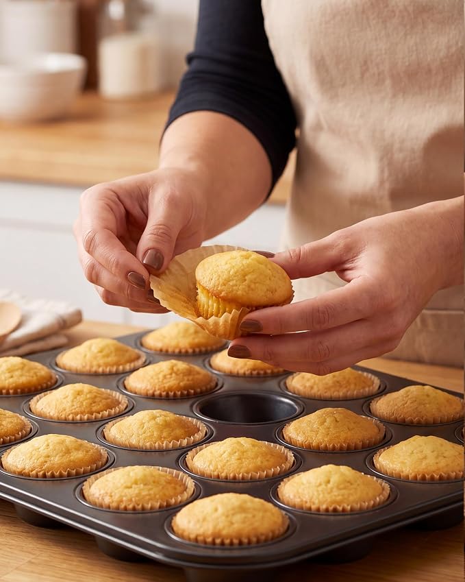 Bake Choice 400pcs Mini Cupcake Liners for Baking, Muffin Liners | Non-stick, Natural, Food-grade, Grease proof Parchment , for Mini Muffin Pan, Christmas, Gift - Image 7