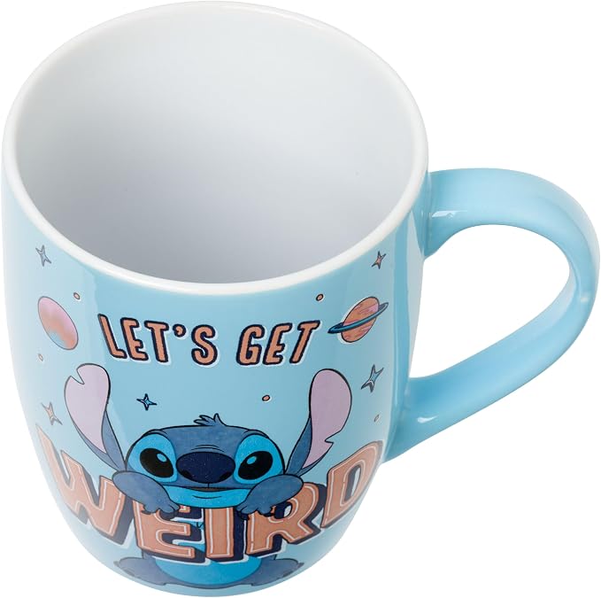 Silver Buffalo Disney Lilo and Stitch Get Weird Quote, Ceramic Mug, 25oz | Let's, Jumbo Cup, 0.74 Liters - Image 3