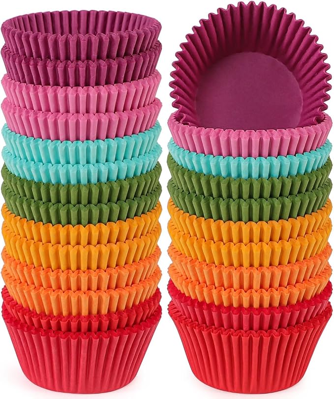 Caperci Rainbow Standard Cupcake Liners Bright Colorful Muffin Baking Cups 350-Count, Odorless, Upgraded & Food Grade Grease-Proof Paper by Caperci