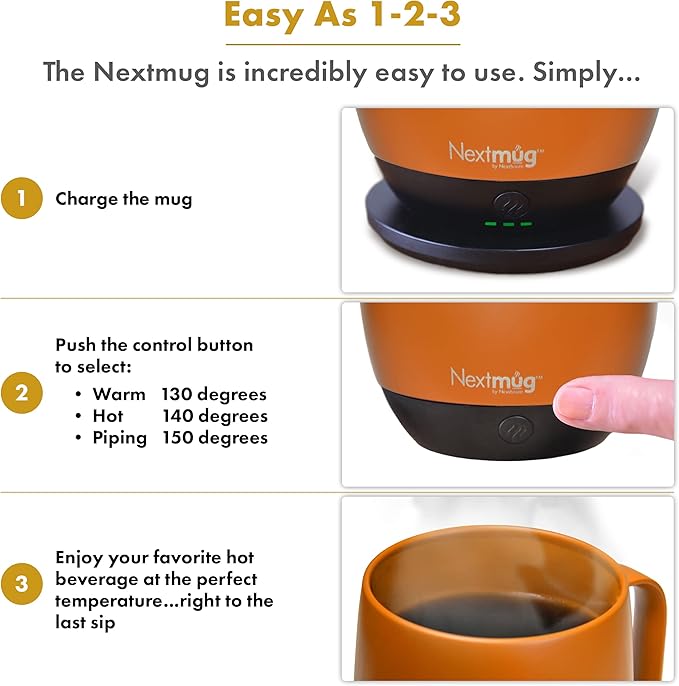 Nextmug - Temperature-Controlled, Self-Heating Coffee Mug (Spice - 14 oz.)