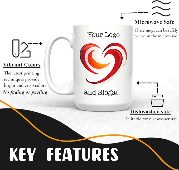 Personalized Coffee Mug 15 Oz, Custom Picture Text or Logo Ceramic Mug, Customized Gift for Men & Women, Taza Personalizada with Photo and Words, Customizable Large Tea Cup | White - Image 3