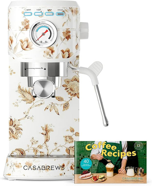 CASABREWS CM5418 Espresso Machine, Espresso Coffee Maker with Milk Frother | Stainless Steel, 20-Bar Pump, Built-in Pressure Gauge, Powerful Steam Wand for Cappuccino Latte for Home, 34oz Water Tank by CASABREWS