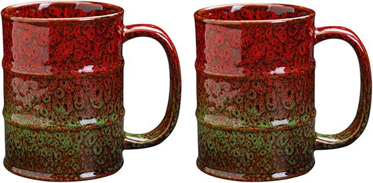 Coffee Mug,20 Oz Coffee Cups Ceramic Tea Cup Large Coffee Mug for Office and Home - Dishwasher and Microwave Safe Novelty Coffee Mug(2, Red and Green) by LGQ