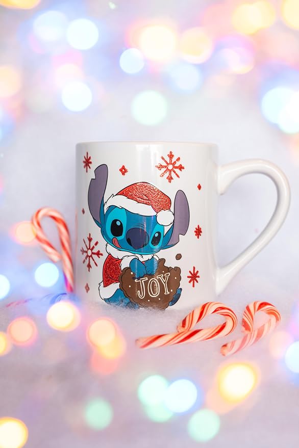 Silver Buffalo Disney Lilo and Stitch Santa Glitter, Ceramic Mug, 14oz | Dressed as, Christmas, Holiday Joy, 0.4 Liters - Image 7