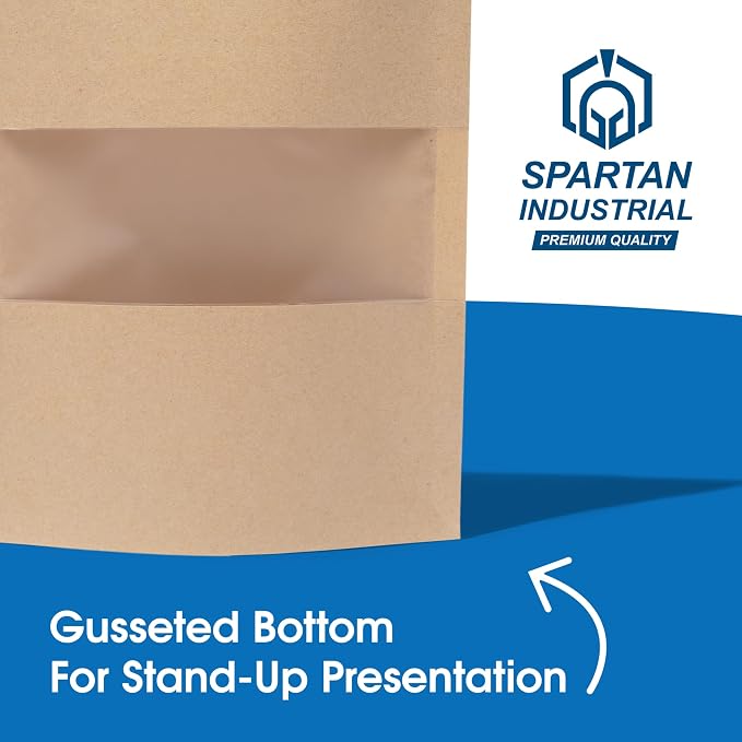 6" X 9" Kraft Zip Top Food Storage Bags - Pack of 100 | Smell-Proof Resealable Pouches for Packaging Coffee, Tea, Spices, Snacks, and More - Spartan Industrial - Image 6
