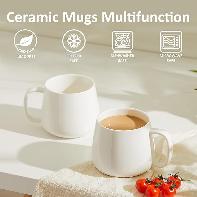 Teocera 16oz Ceramic Coffee Mugs Set of 4 – Stackable Latte Cups, Microwave, Dishwasher & Oven Safe – Ideal for Coffee, Cappuccino, Hot Chocolate, Housewarming Gifts，White - Image 6