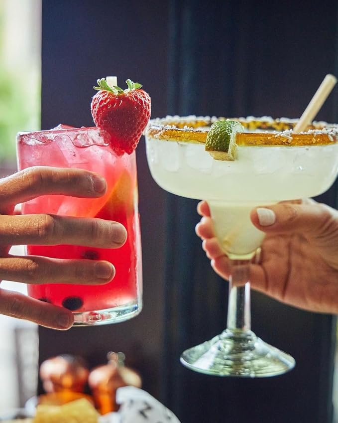 Clear 14 oz Drinking Glasses (Set of 6) | Hand Blown Mexican Glassware | Recycled Glass Drinking Glasses for Water, Juice, Margarita, Cocktails & Whiskey, Lead-Free Toxin Free - Image 2