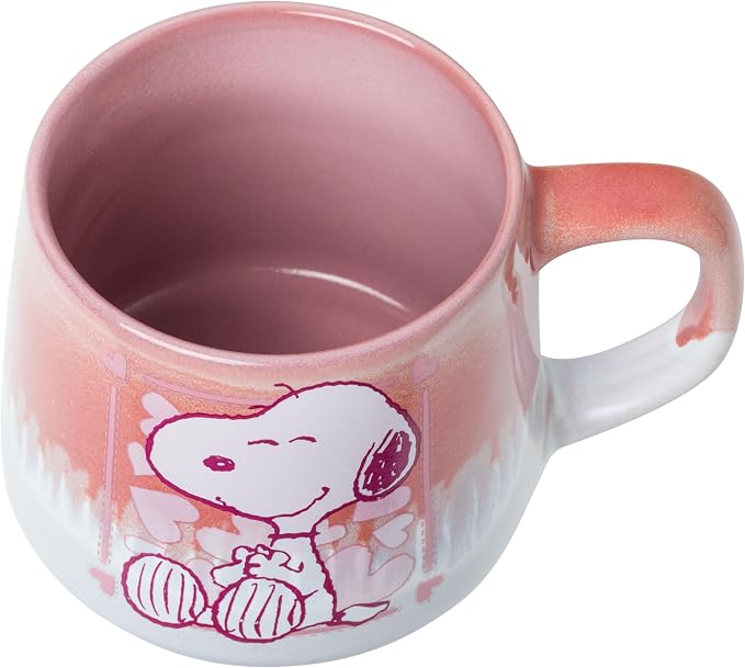 Silver Buffalo Peanuts Snoopy Hearts Love, Reactive Glaze Pottery Mug, 18oz | Tapered Shape, 0.53 Liters - Image 3