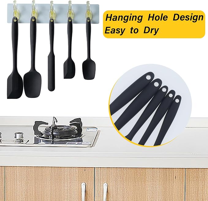 Silicone Spatula Set,5 Piece Food Grade Rubber Spatulas,Multicolor2 | Spatulas Silicone Heat Resistant for Baking,Cooking,and Mixing High Heat Resistant Non Stick Dishwasher Safe BPA-Free - Image 4