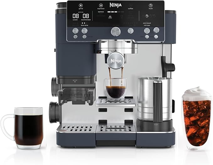 Ninja Luxe Café Premier Espresso & Rapid Cold Brew, Cyberspace, ES601CY | Drip Coffee, Built-in Coffee Grinder, Hands-Free Milk Frother, Assisted Tamper for Cappuccinos & Lattes by Unknown