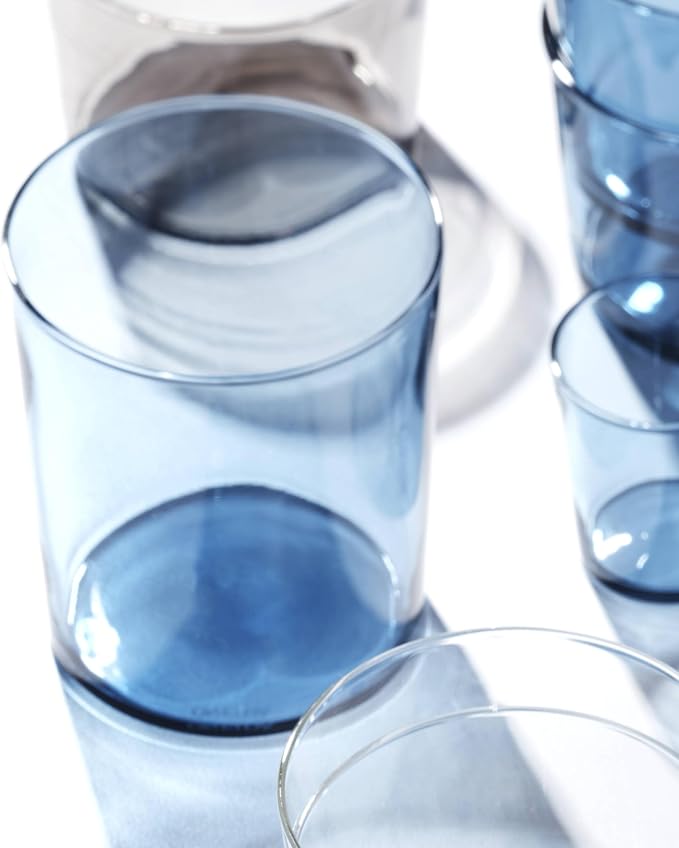 Oneida Stackables Tall Blue Glass Tumblers, 14oz, Set of 6 | dishwasher safe | vibrant blue hue, stackable design | everyday glassware | 4 inch, .oz, gift for women - Image 4