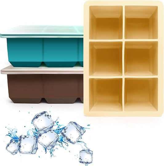 Silicone Ice Cube Trays 3 Pack - Large Size Silicone Ice Cube Molds with Leak Proof Removable Lid Square Ice Cube Tray And BPA Free for Cocktail,Whiskey, Stackable Flexible Ice