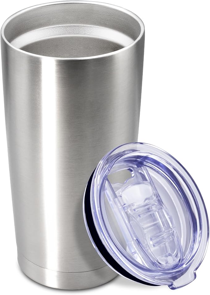 20oz Tumbler Insulated Coffee Tumblers with Lid Stainless Steel SS 1P | 20 oz Tumblers Double Wall Insulated Vacuum 20oz Coffee Mug Leak Proof Tumblers with Lid Powder Coated - SS 1 Pack by AEPDTD
