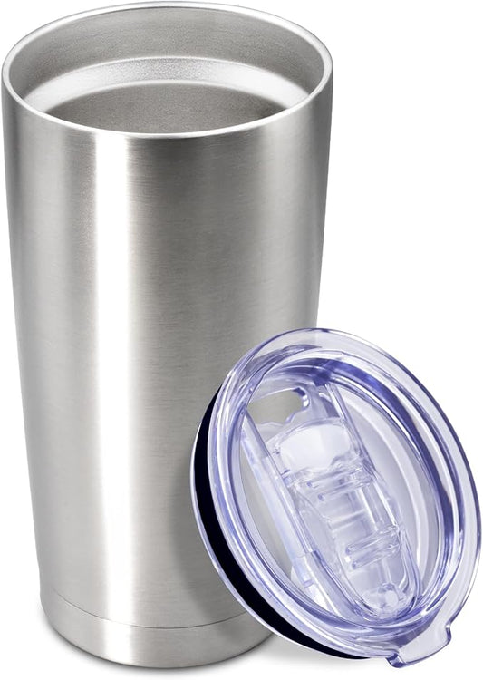 20oz Tumbler Insulated Coffee Tumblers with Lid Stainless Steel SS 1P | 20 oz Tumblers Double Wall Insulated Vacuum 20oz Coffee Mug Leak Proof Tumblers with Lid Powder Coated - SS 1 Pack by AEPDTD