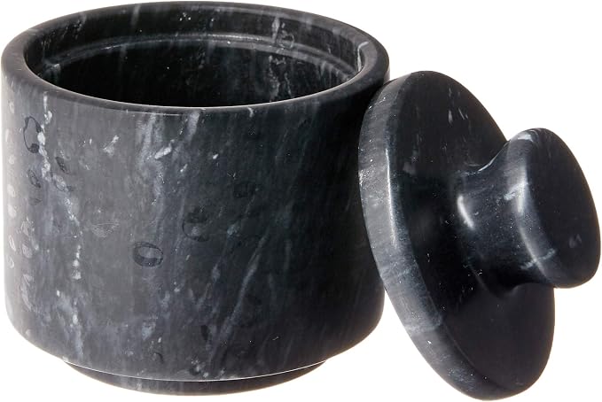 Fox Run Marble Salt Cellar, Black 3 x 3 x 3 inches | Store Herbs, Spices Jewlery & More | Beautiful Black Marble Salt Holder With Lid | Adds to the Look of Any Kitchen - Image 4