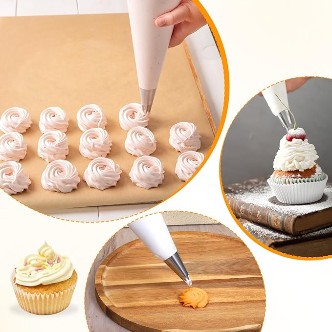4PCS Reusable Piping Bags - Large Cotton Icing Frosting Bags for Dessert & Candy Artistry, Pastry Essential Baking Supplies, Holiday Cake Decorating Kit Chocolate & Cookie Accessories - 16Inch