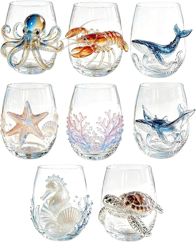 Artisan Blue Octopus Glassware Handmade 3D Ocean Decor Gift - Image 8