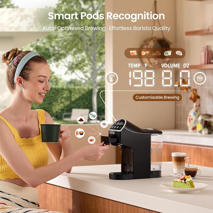 Magician2 Mini 5-in-1 Coffee Maker & Machine for Pods & Grounds, LED Touch | Fits K Cup/Nespresso/Dolce Gusto & ESE Pods,Touchscreen & Pre-infusion,Adjustable Temp/Volume,For Kitchen/Office/Dorm,20Bar - Image 3