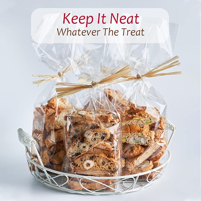 Morepack Gusseted Flat Bottom Cellophane Bags 5x3x12 In 50Pcs | Gusseted Cello Bags with Paper Insert (Bow and Ribbon Not Included) - Image 3