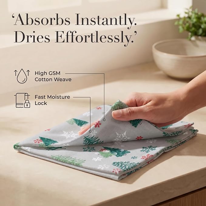 Urban Villa Cloth Napkins Cotton 20x20 (Set of 12) Greentree Print - Image 3