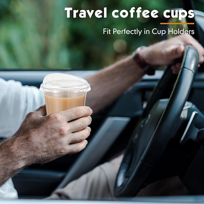 Ziliny 50 Sets Clear Plastic Coffee Cups with Sip Lids, Disposable Plastic PET Crystal Cups for Iced Coffee, Smoothie, Cold Beverage, Drink Shops and Party Catering (Clear,10 oz) - Image 4