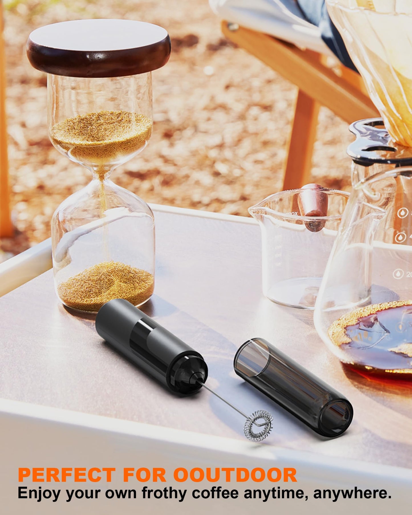 Rechargeable 3-Speed Milk Frother Wand (Black)