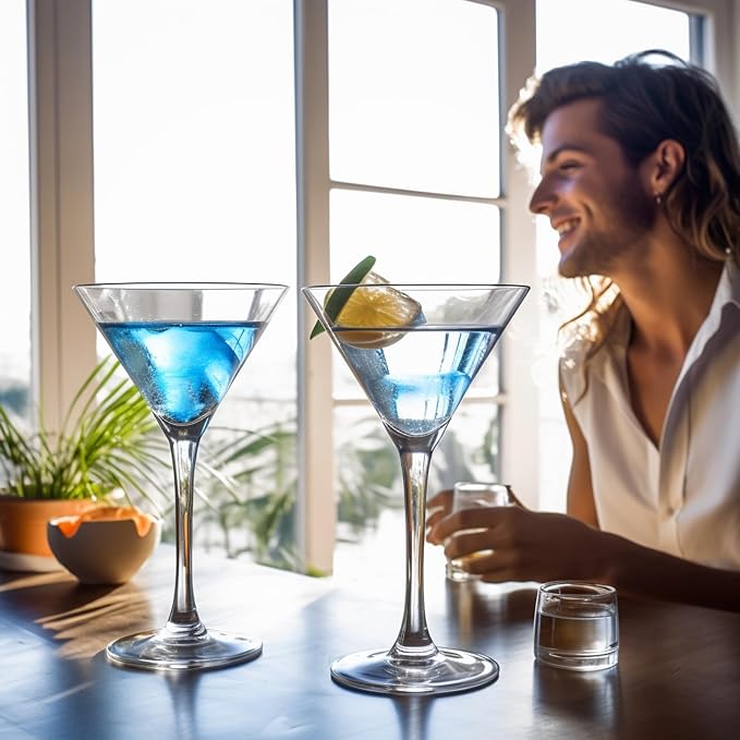 Unbreakable Martini Glasses Set of 6, 10 oz Plastic Martini Cocktail Glasses with Stem, Reusable Cocktail Glasses for Bar, Margarita, Whiskey, Gin, Tequila, BPA-Free, Top Rack Dishwasher-Safe, Clear - Image 2