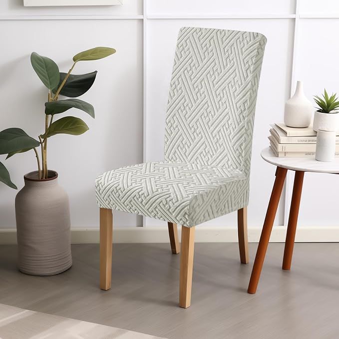 Chair Covers for Dining Chairs, Stretch Jacquard Dining Chair Silpcovers Set of 6, Cat Scratch Resistant Washable Dining Chair Covers, Removable Chair Protectors for Dining Room, Kitchen, Hotel - Image 7