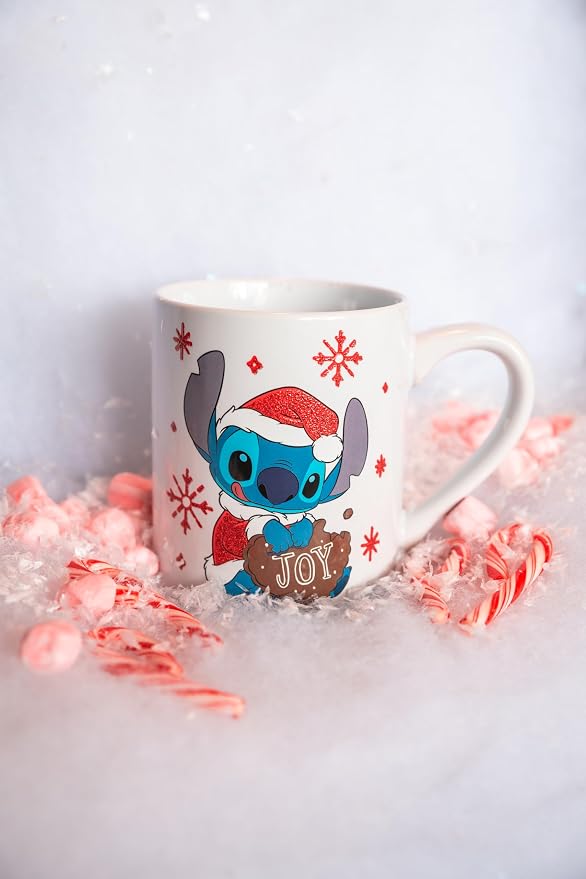 Silver Buffalo Disney Lilo and Stitch Santa Glitter, Ceramic Mug, 14oz | Dressed as, Christmas, Holiday Joy, 0.4 Liters - Image 5