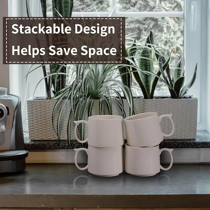 Coffee Mugs Gift Set of 4, Large 19 oz Stackable Ceramic Coffee Mug, Coffee Cups with Large Handle for Latte, Cappuccino, Milk, Dishwasher & Microwave Safe, Ideal Gift for Men, Women - White - Image 3