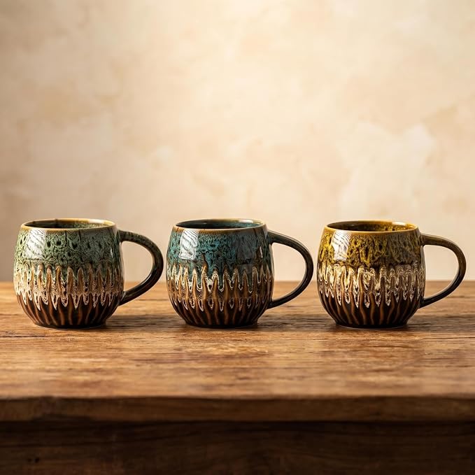 20oz Large Ceramic Coffee Mug, Red/Yellow/Blue/Green, Set of 4 | Large Tea Mug, Microwave Safe, Dishwasher Safe - Image 4