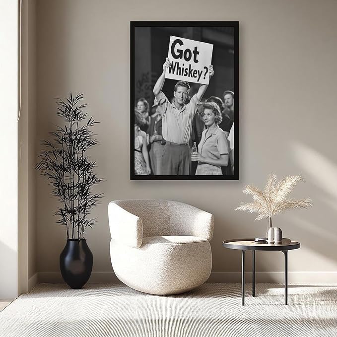 Got Whiskey, Black And White , Alcohol Speakeasy Poster, Prohibition, Protest Art Canvas Poster Wall Art Decor Print Picture Paintings for Living Room Bedroom Decoration Black Frame 16x24in(40x60cm) - Image 8