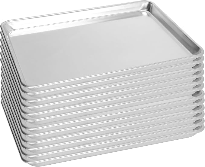 12 Pack Half Size Aluminum Baking Sheet Pan, 18 x 13 in | NSF, Aluminum Commercial Cookie Sheets, Non-Stick, Oven Safe Up to 500℉ by FSUON