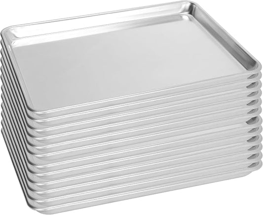 12 Pack Half Size Aluminum Baking Sheet Pan, 18 x 13 in | NSF, Aluminum Commercial Cookie Sheets, Non-Stick, Oven Safe Up to 500℉ by FSUON