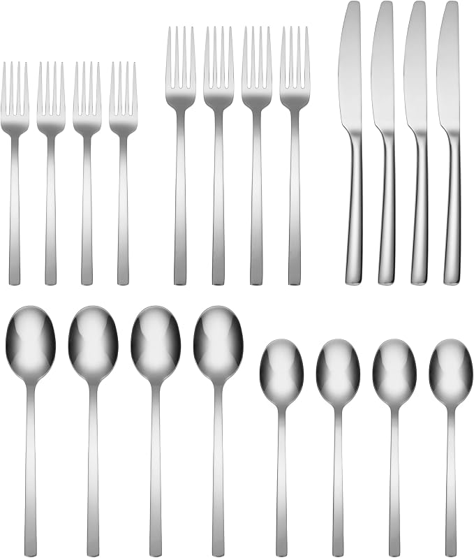 Cambridge Silverware Set, Beacon Mirror 20-Piece Flatware Set, Service For 4, 18/0 Stainless Steel, Dishwasher Safe, Flatware Cutlery Sets, Utensils, Knives Spoons And Forks, Home (Silver, 20 Pieces) - Image 2