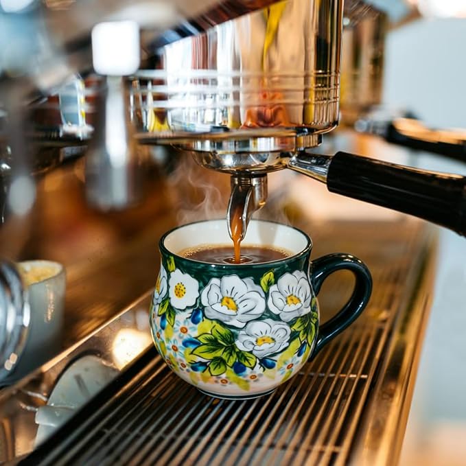 ALMA 12oz Handmade Floral Ceramic Coffee Mug | Microwave & Dishwasher Safe, Ideal for Morning Coffee Tea, Home Kitchen Dining Room Display, For Home Makers & Women - Image 3