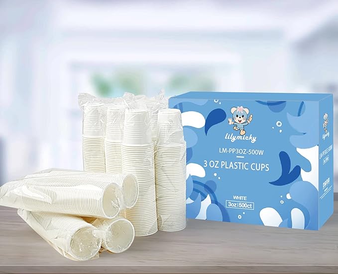 Lilymicky 500 Pack 3 oz Disposable Plastic Cups, 3 Ounce Plastic Bathroom Cups, Small Jelly Party Shot for Tasting, Drinking and Party