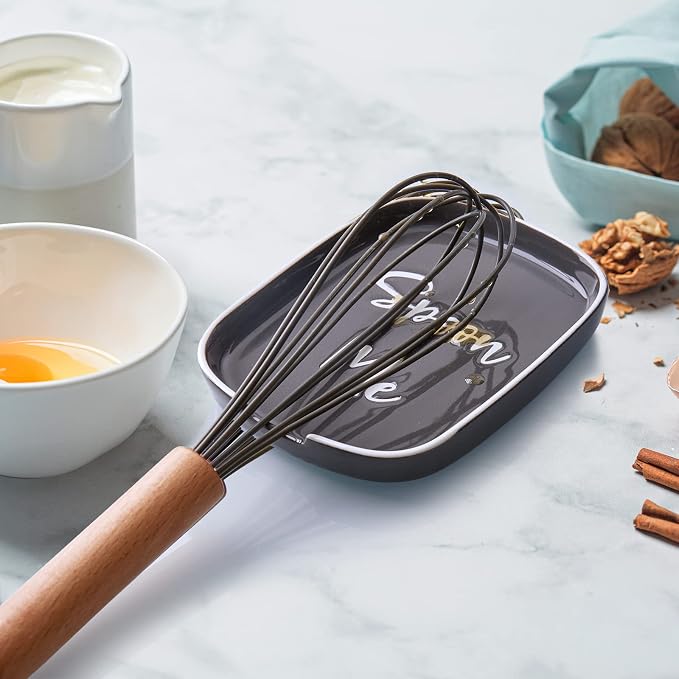 Ceramic Spoon Rest for Stove Top, DAYYET Large Spoon Holder for Kitchen Counter, Coffee Spoon Rest, Heat-Resistant Cooking Utensil Rest, Kitchen Decor, Gray - Image 6