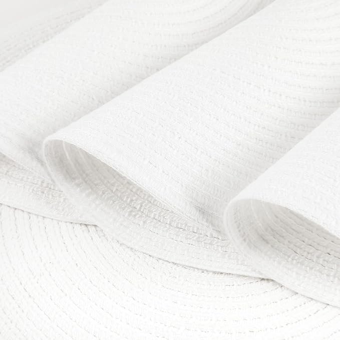 SHACOS Round Braided Placemats Set of 6 Round Table Mats for Dining Table 15 inch Washable Cotton Polyester Place Mat (White, 6) - Image 4