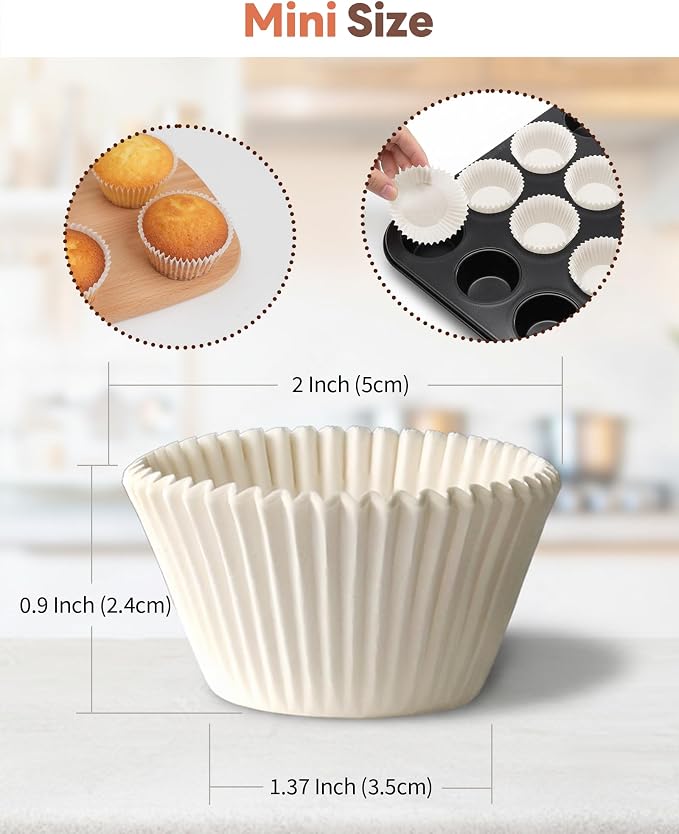 Bake Choice 400pcs White Cupcake Liners for Baking, Mini Muffin Liners | Greaseproof Muffin Liners,Non-Stick, Food Grade Cupcake Wrapper for for Party, Wedding, Birthday, Christmas, Valentines - Image 4