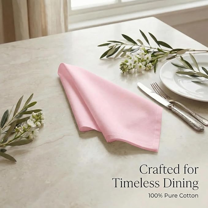 Urban Villa Cloth Napkins Cotton 20x20 (Set of 12) Pink - Image 8